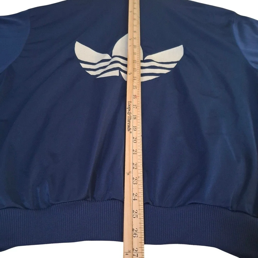 Vintage Adidas Originals Trefoil Track Jacket Navy Blue White Mens Large